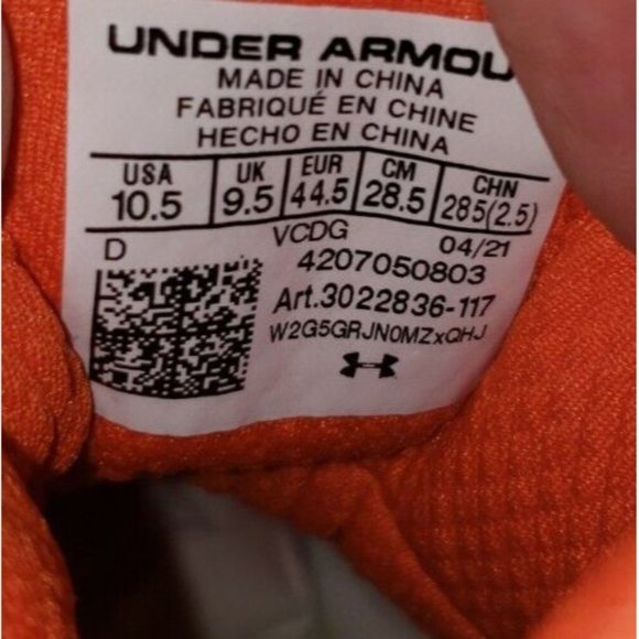Under Armour Men\'s Hammer MC Football Cleats Size 10.5 White-Orange 3022836-117 main image 7
